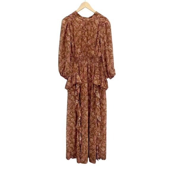 MELLODAY Floral Chiffon Maxi Dress Long Sleeve Boho Fall Fashion Women’s Small - Picture 3 of 12